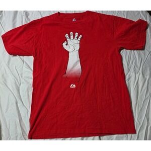 Majestic Texas Rangers Shirt Hand Red Deer Mens Large Y2K Double Sided